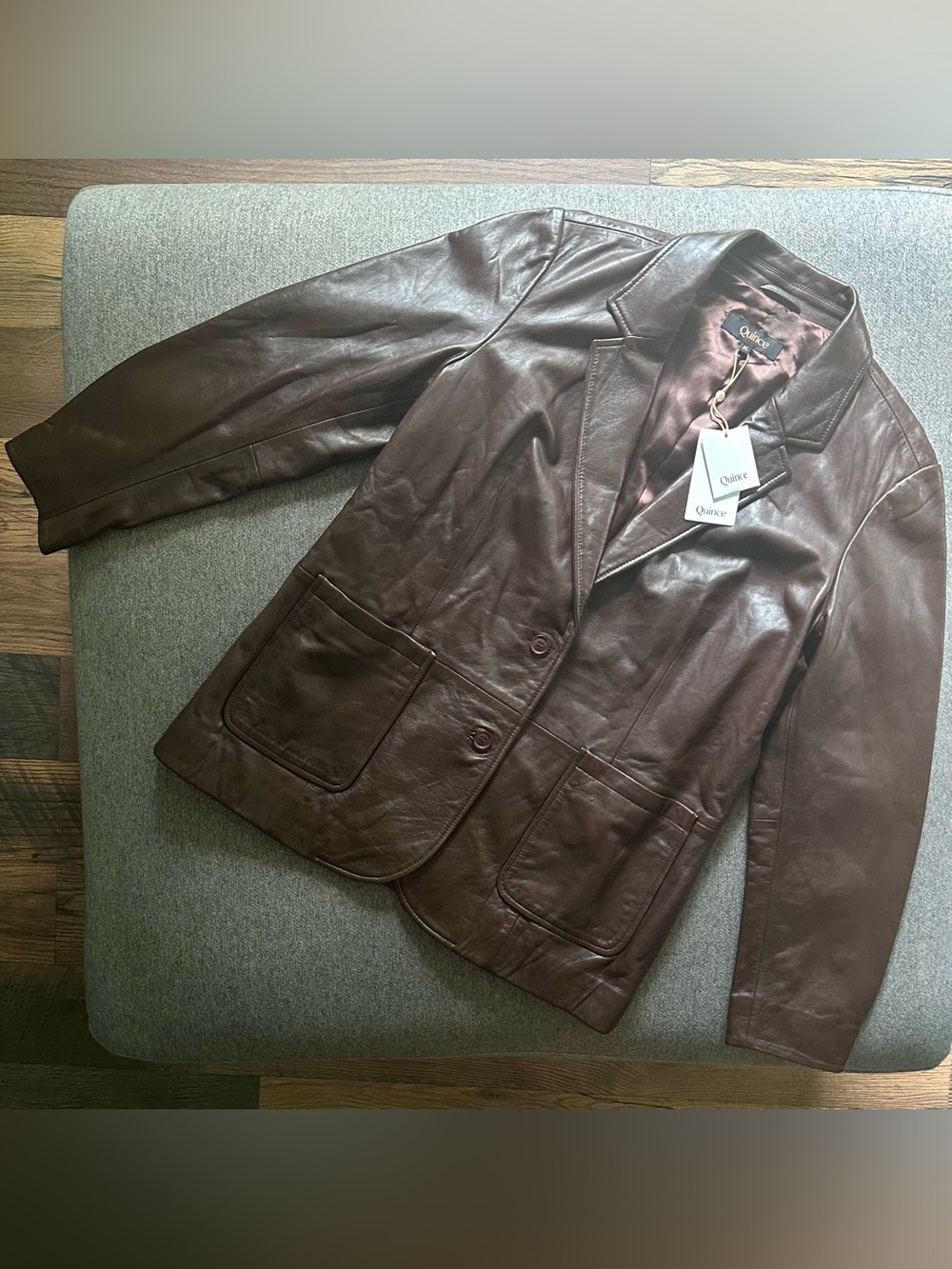 NWT Quince 100% Leather Blazer Jacket XL - Picture 2 of 8